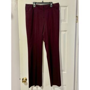 Anne Klein Burgundy Straight Leg Dress Pants Classic Professional‎ Trousers